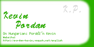 kevin pordan business card